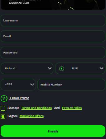 Velobet Casino Registration Form