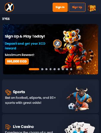 Xyes Casino Main Page