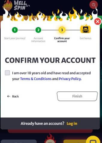 HellSpin Casino Age Confirmation