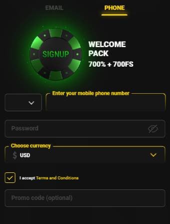 Admiral-X Casino Registration Form