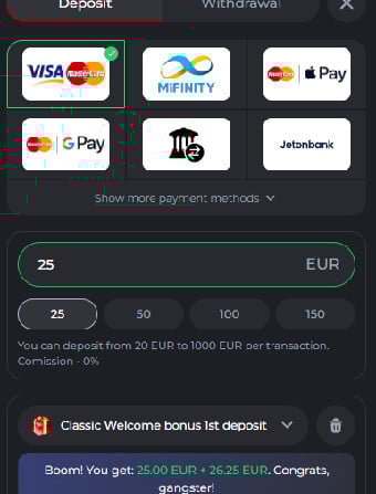 Betbona Casino Deposit
