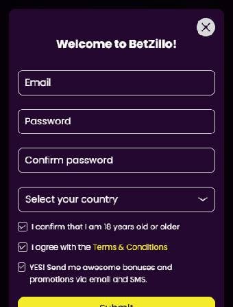 Betzillo Casino Registration