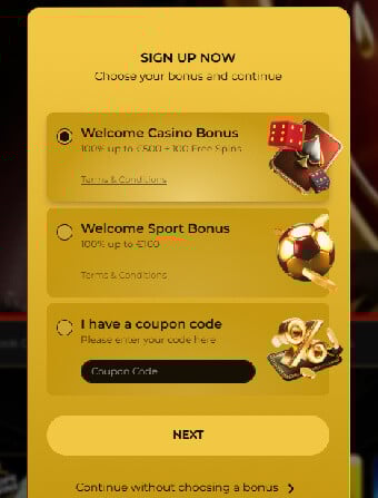 GoldiWin Casino Sign Up