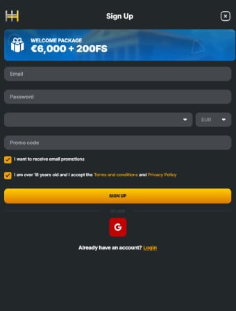 HeyHo Casino Registration