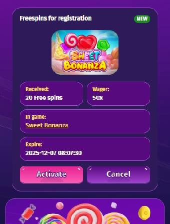 LollySpins Casino Bonus Activation
