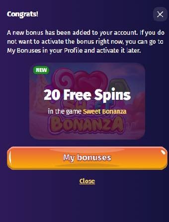 LollySpins Casino Free Spins Received