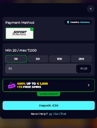 PartySpinz Casino Deposit