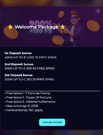 PartySpinz Casino Welcome Bonus