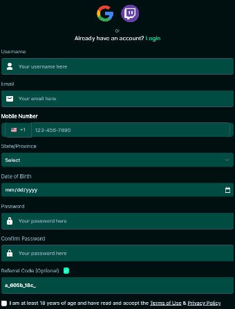 Punt Casino Registration