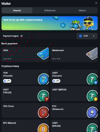 Tonplay Casino Payment Methods