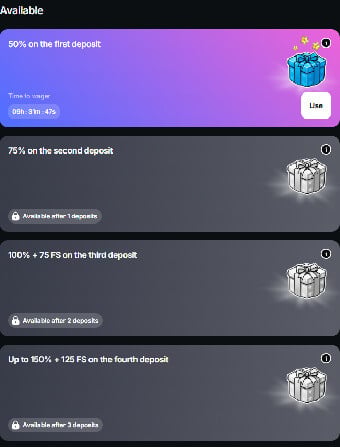 Tonplay Casino Welcome Bonuses