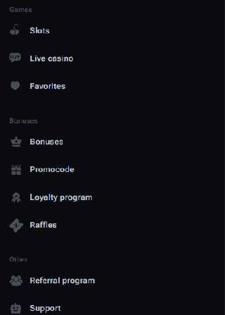Vega Bet Casino Navigation menu
