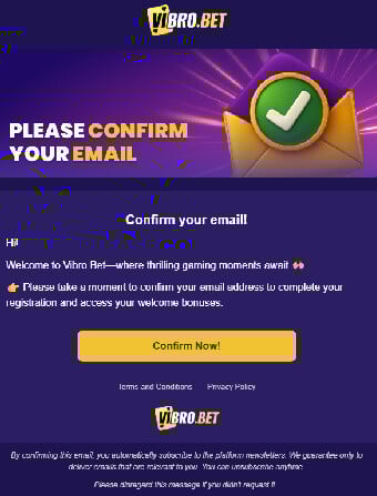 Vibro.bet Casino Email Confirmation