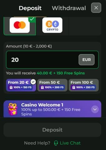 goldzino casino welcome bonus 1