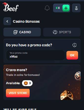 Beef Casino XMas Promo Code