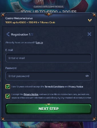 Betwarts Casino Registration