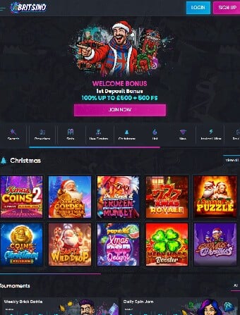 Britsino Casino Lobby