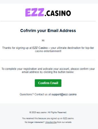Ezz Casino Email Verification