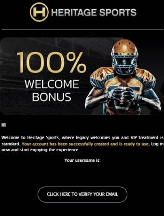 Heritage Sports Casino Email Verification