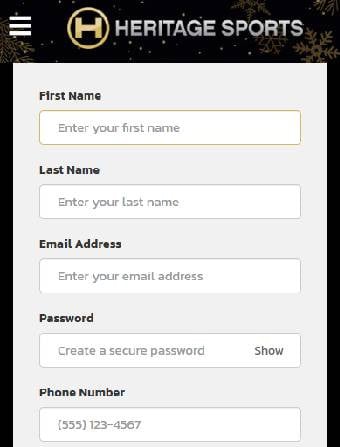 Heritage Sports Casino Registration Form
