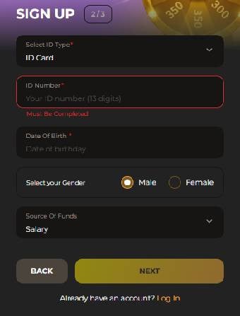 Jabulabets Casino Sign Up Page 2 Step