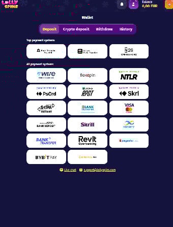 Lollyspins Casino Deposit Methods