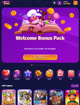 Lollyspins Casino Welcome Bonus