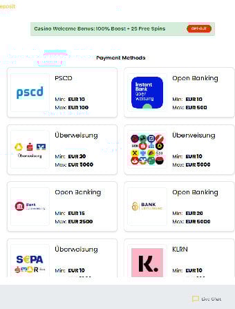 LuckNation Casino Payment Methods