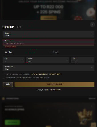 PantherBet Casino Sign Up 2 Step