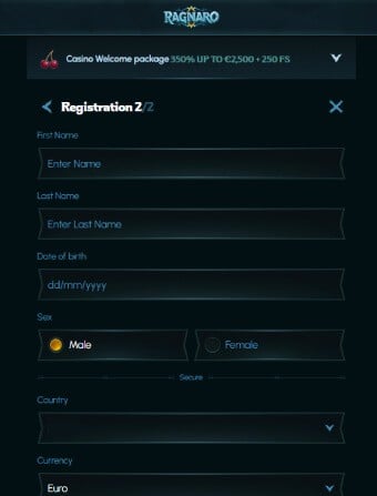 Ragnaro Casino Personal Details