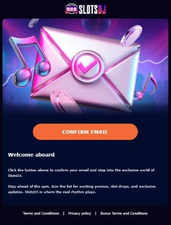 SlotsDj Casino Email Confirmation