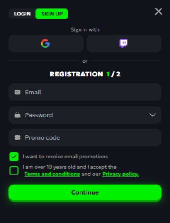 SpinMills Casino Registration Page