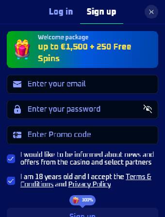 SpinWinera Casino Registration Page