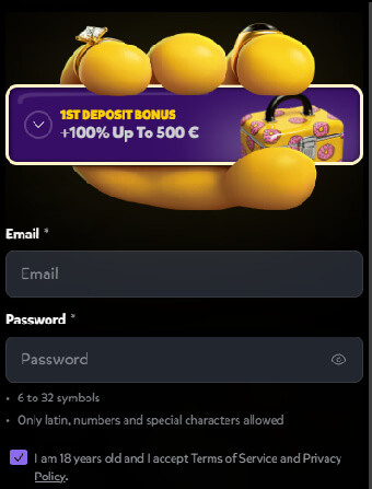 DuffSpin Casino Registration Interface