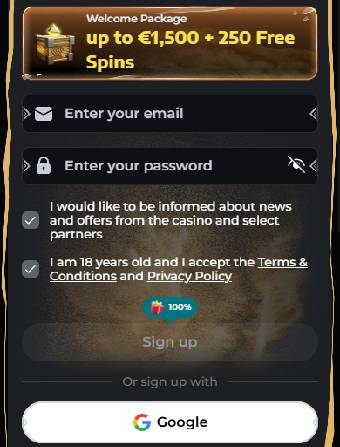 SpinSahara Casino Registration form