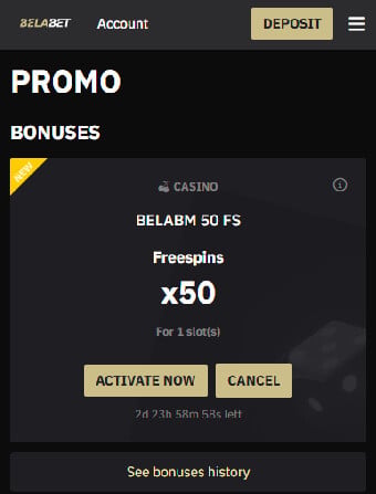 Belabet Casino Bonus