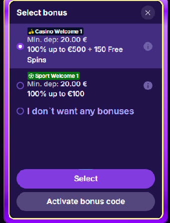 CasinoBossy Welcome Bonus
