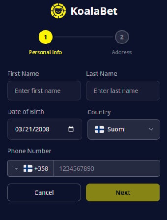 KoalaBet Casino Personal Info