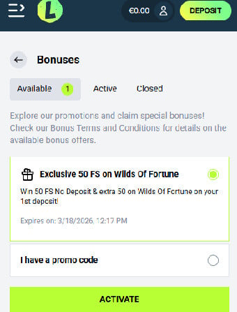 Lolo Casino Available Bonuses