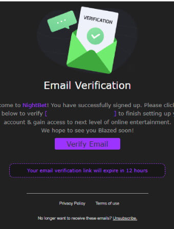 NightBet Casino Email Verification