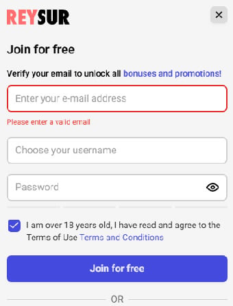Reysur Casino Registration