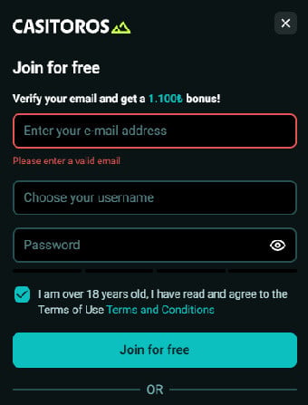 Casitoros Casino Registration