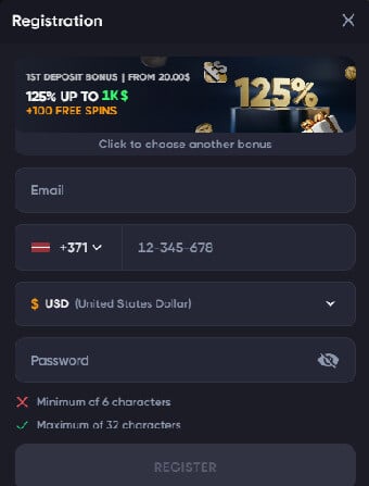 Spinarium Casino Registration
