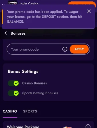 Irwin Casino No Deposit Bonus 5