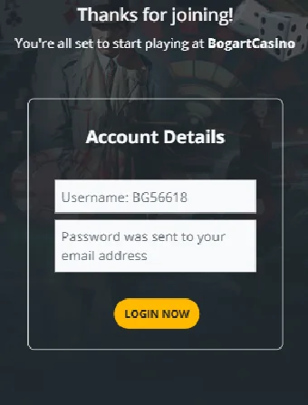 Bogart Casino Account Details