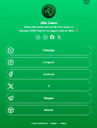 J8de Casino Social Networks