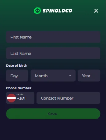 Spinloco Casino Data Entering