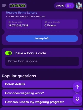 Gambloria Casino No Deposit Bonus 5