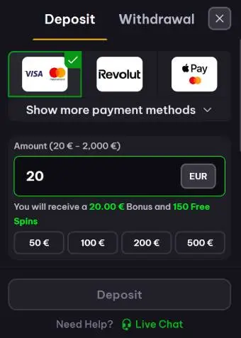 Spinmacho Casino welcome bonus 2
