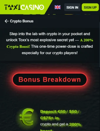 ToxiCasino crypto bonus